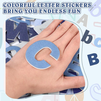 Breling 310 Pieces Felt Bulletin Board Letters Sticker with Number, 2" Bulk Self Adhesive ABC Upper Lowercase Sticky Letter for Christmas Gift Poster Bulletin Board Classroom(Blue Color)