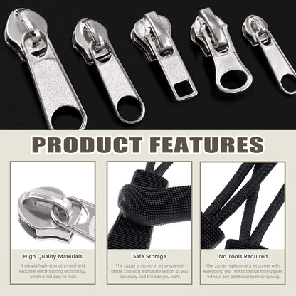 250Pcs Zipper Replacement Zipper Repair Fix Kit Zipper Slider Set for Fixing Luggage Bags, Coats, Jean, Jackets, Tents