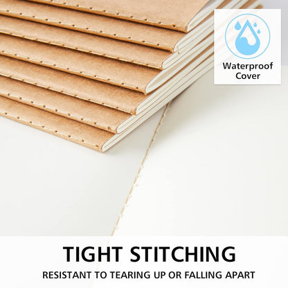 feela 8 Pack Unlined Kraft Paper Notebooks, Blank Journal Note Pad for Drawing Writing, Small Sketchbook Travel Journal Bulk for Women Kids Students Office School Supplies, A5, 60 Pages, 8.3” X 5.5” - Crafty Corner