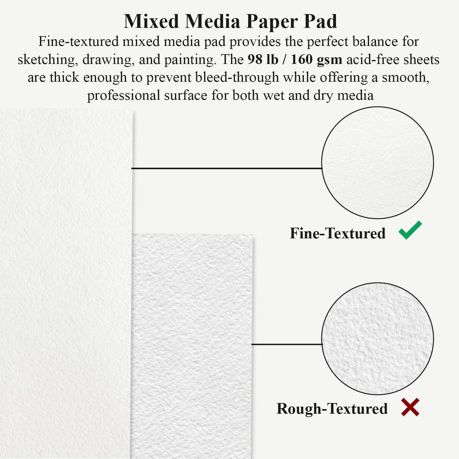 Mixed Media Sketchbook 9" x 12" - Multimedia Sketchbook Hardcover, Spiral Bound, 60 Sheets 98lb/160gsm Mixed Media Paper, Watercolor Sketch Books for Artist Supplies, Painting, Drawing & Art Supplies. - Crafty Corner
