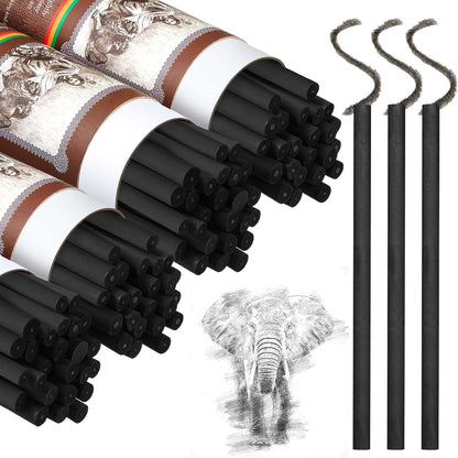 Gueevin 100 Pcs Willow Charcoal Sticks, Willow Charcoal, Artists, Beginners, Students, Perfect for Sketching, Drawing, Shading, and Fine Art Christmas Gifts for Art (5-7mm)