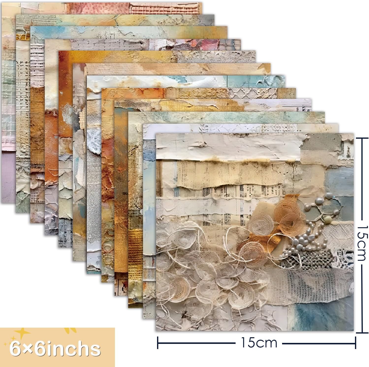 YASMEN 6"x6" Scrapbook Paper Pad - 24 Sheets of Patterned Cardstock for Card Making, Scrapbooking, Junk Journal, DIY Gift Cards - Single-Sided Decopodge Decorative Craft Paper - Crafty Corner