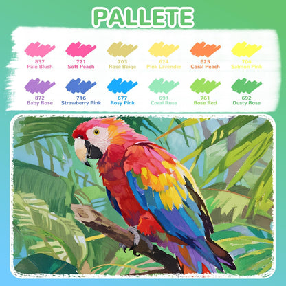 Guangna 12 Macaron Acrylic Paint Markers Set, Brush Tip Acrylic Paint Pens for Rock Painting, Wood, Glass, Paper, Coloring Book, Ceramic, Canvas, Water-Based Ink