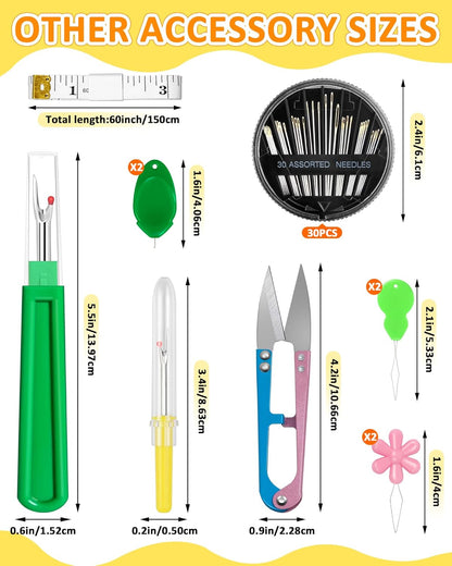 FIVEIZERO Thimble Kit– Sewing Thimbles for Hand Sewing, Metal Finger Protectors, Thimble Ring for Quilting, Includes Needle Threader, Embroidery Needles, Seam Ripper, Measuring Tape and Thread Snips
