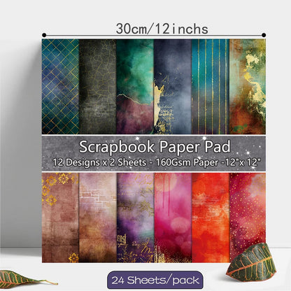 Scrapbook Paper Pad 12x12, Foil Floral Patterned Cardstock Paper Pads, Single-Sided Decopodge Paper, Vintage Decorative Craft Paper, Scrapbooking Junk Journal Gift Card Making Supplies - 24Sheet… - Crafty Corner