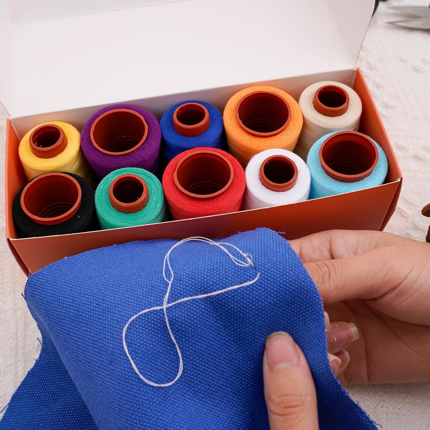 Sewing Thread Kit, 10 PCS, All Purpose Sewing Thread 40wt, Assorted Colors Each 800 Yards of Polyester Threads for Sewing Machine, Hand Stitching, Quilting, Serger (Bright Color Series)