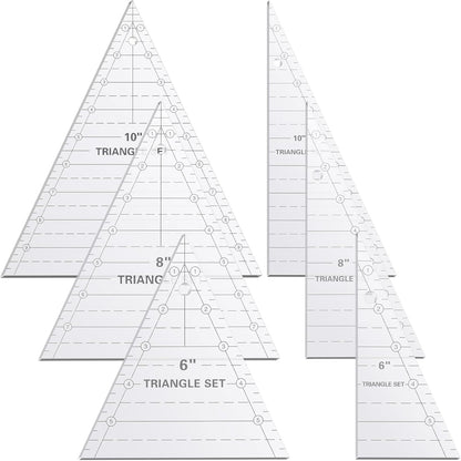 Kigley 3 Set Tall Triangle Rulers for Quilting 6 8 10 Inch Wedge Triangle & Wing Quilting Rulers and Templates Acrylic Quilt Templates for Sewing Layer Cake Patchwork Cutting Pattern DIY Craft