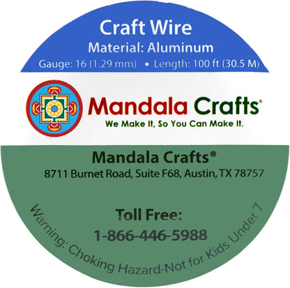 Mandala Crafts 16 Gauge Anodized Aluminum Craft Wire for Jewelry Making - 100 FT Colored Flexible Brown Wire - Bendable for Bonsai Armature Crafting Sculpting - Crafty Corner