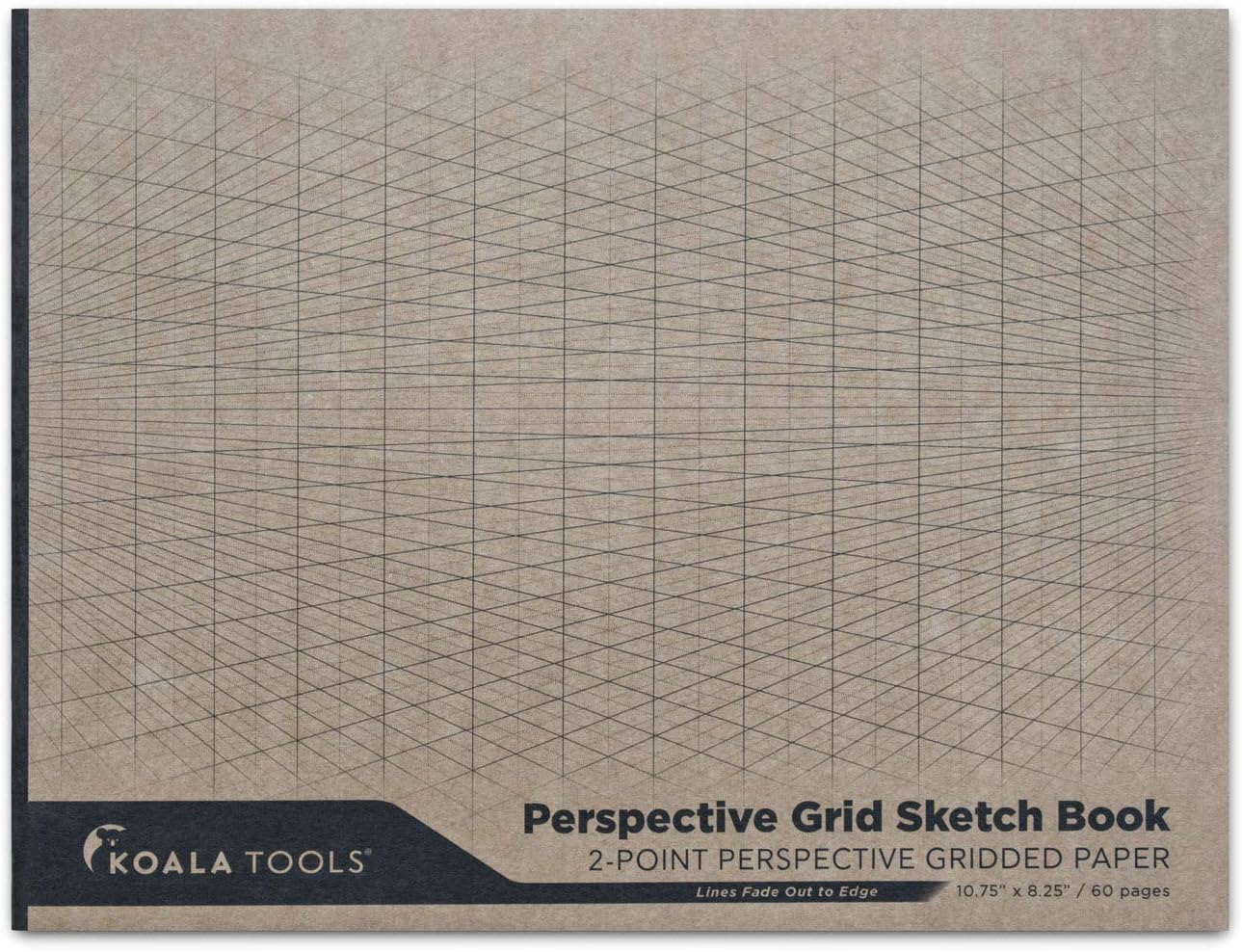 KOALA TOOLS | 2-Point Drawing Perspective Notebook (1 Unit) | 10.35" x 8", 60 pp. - Perspective Grid Graph Paper for Interior Design, Industrial, Architectural and 3D Design