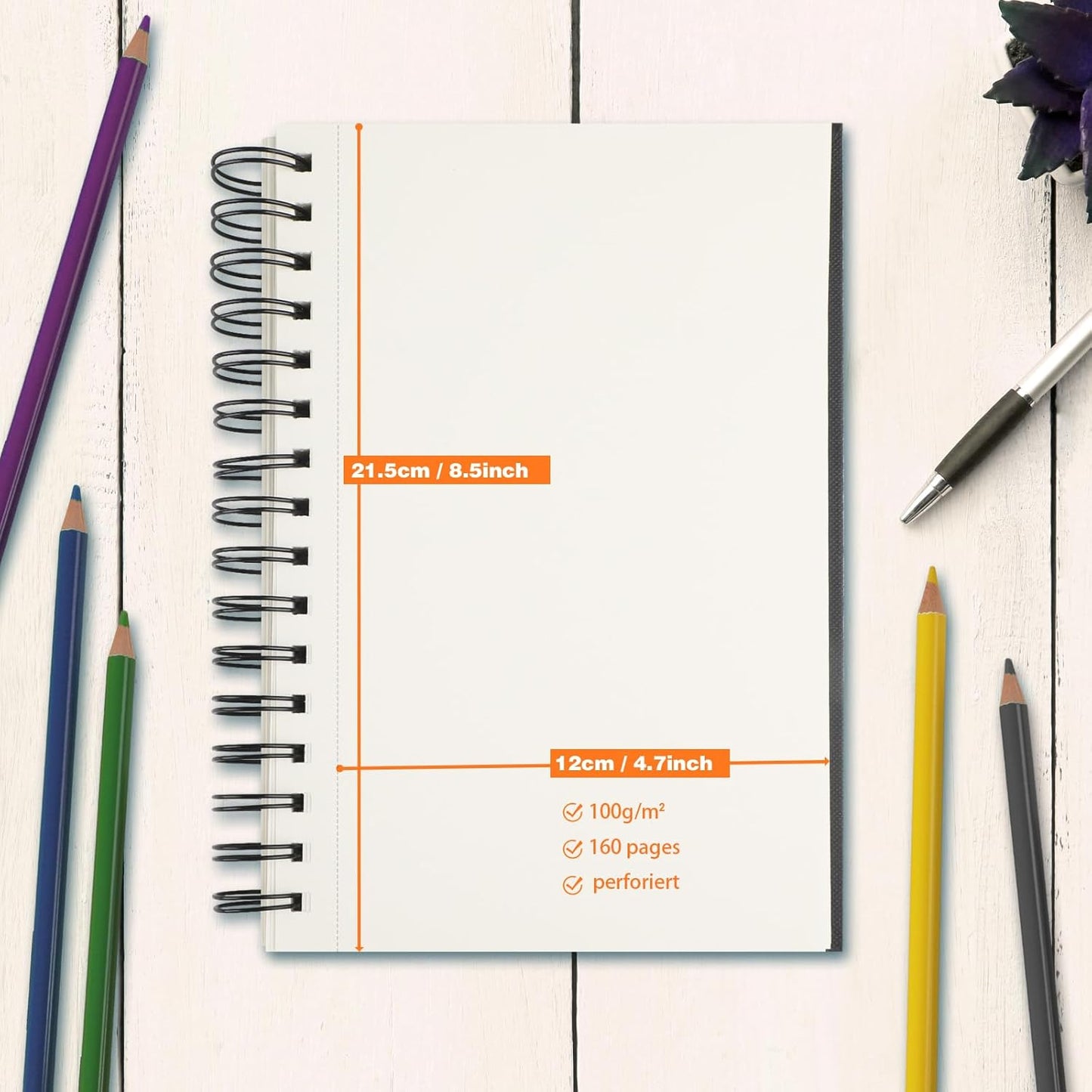 5.5" x 8.5" Sketch Book ，2 Pack 80-Sheets (68lb/100gsm)，Double-Sided Hardbound Sketchbook, Spiral Bound,Acid Free Paper Painting Drawing Writing Sketching Pad for Kids Adult Teens Girls Boys - Crafty Corner
