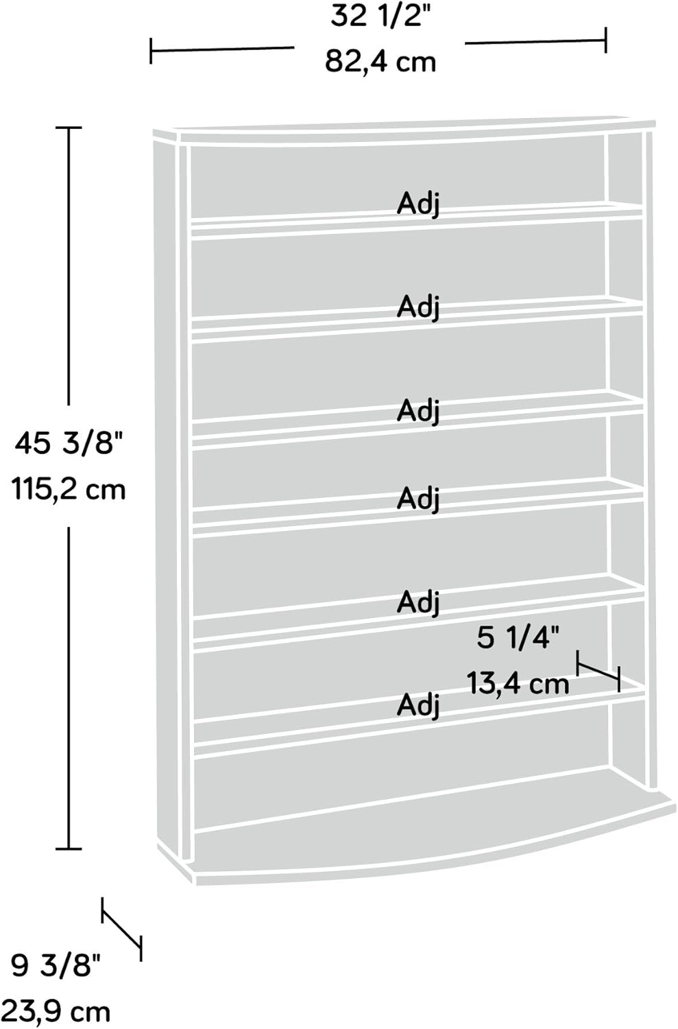 Sauder Multimedia 7 tier Storage Tower, Cinnamon Cherry finish