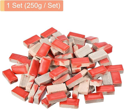 MECCANIXITY 250g Ceramic Mosaic Tiles for Crafts Bulk, Rectangle Red Ceramic Tile for Mosaic Kits Garden Stepping Stone Cup Mat