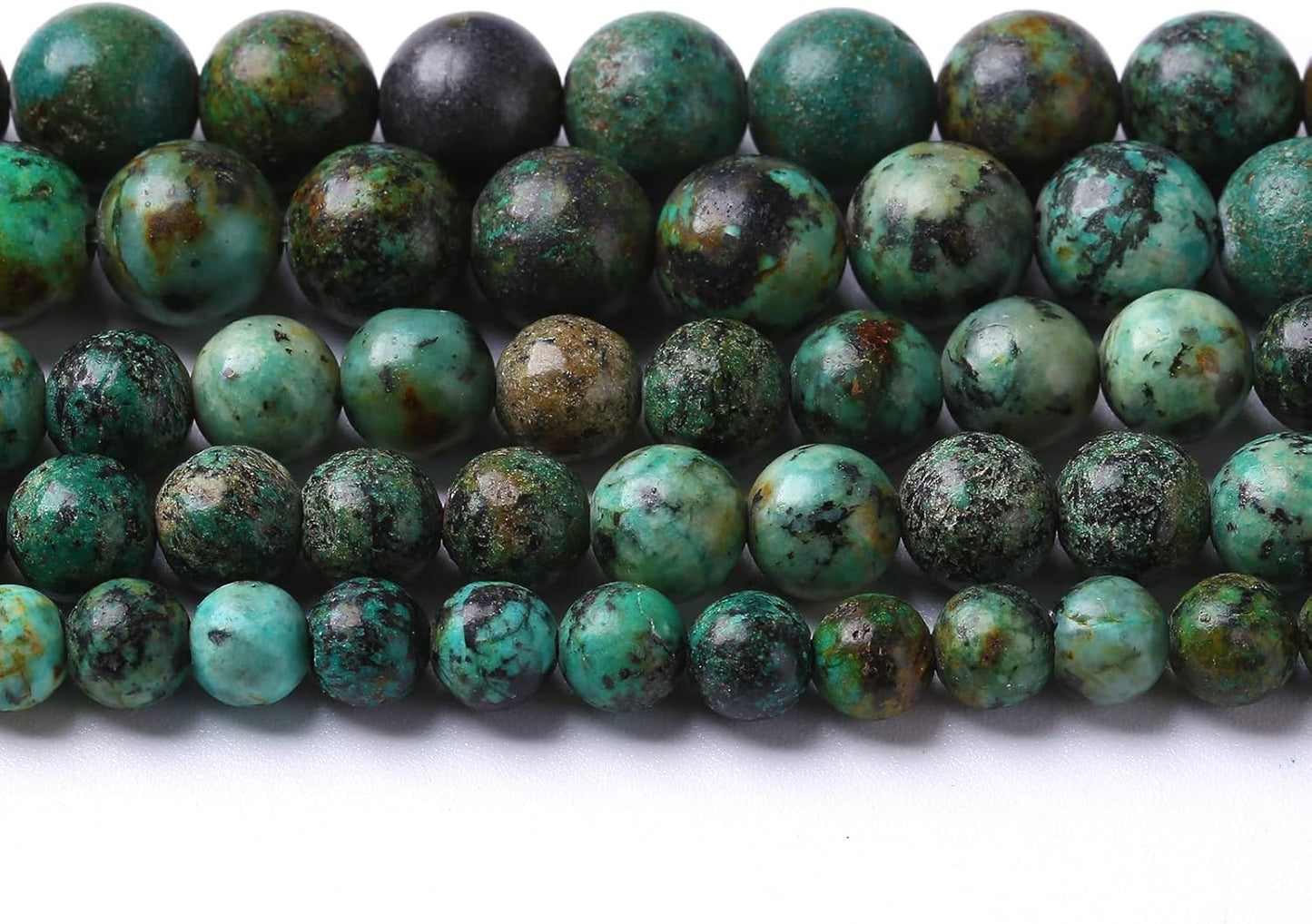 8mm 90pcs Natural African Turquoise Stone Beads for Jewelry Making Round Loose Gemstone Beads DIY Bracelet Necklace Earrings 32" 2 Strands