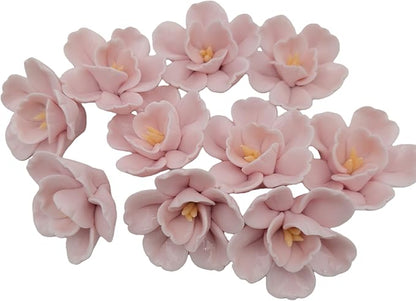 10PCS 3D Ceramics Flower Mosaic Tiles,DIY Making Creative Ceramic Mosaic Tiles for DIY Craft Plates Flowerpots Vases Cups Mosaic Making Supplies (3D Pink Flower)