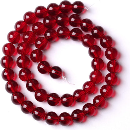 Smooth Garnet Red Glass Crystal Round Loose BeadsFor Jewelry Making DIY Bracelet Necklace Accessories 6mm 68pcs 15" Strand(Garnet Red Glass, 6mm)