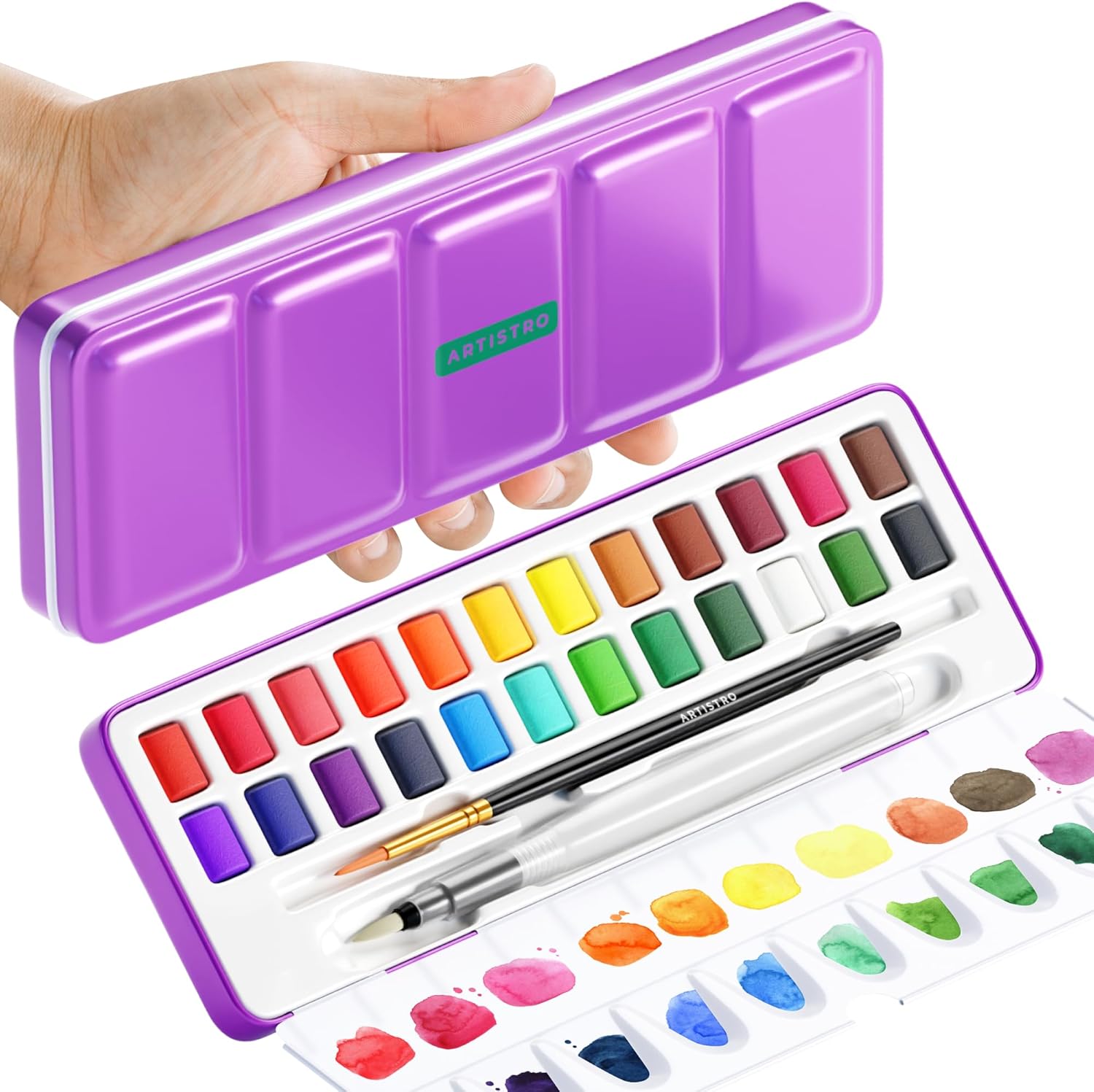 ARTISTRO Watercolor Paint Set 24 Colors, Travel Watercolor Set in Portable Box, Mini Water Colors Paint for Artists, Beginners, Amateur Hobbyists - Crafty Corner