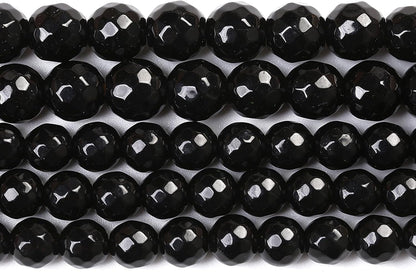 60pcs 6mm Natural Faceted Black Agate Stone Beads for Jewelry Making Energy Healing Beads DIY Bracelet Necklace Accessories 15" (6mm, Faceted Black Agate)