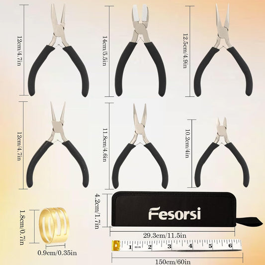 6 Pack Jewelry Pliers Set, Mini Pliers Set, Jewelry Making Include Flat, Jewelry Tools, Needle, Round, Bending Linesman, Applicable to Handicrafts, Earring Making, Repairing Electronic - Crafty Corner