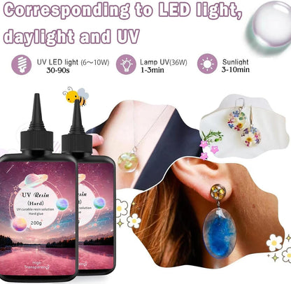 YV-cozx UV Resin Jewelry Making Kit,Crystal Clear Resin with 26 Letter Molds and Casting Tools,DIY Jewelry Making Kit for Necklace,Keychain,Earring (Jewelry Kit)