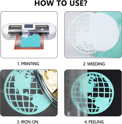 guangyintong Glow Glitter Cyan Heat Transfer Vinyl HTV Rolls, 12" x 8ft Iron on Vinyl for T-Shirts, Glitter HTV Vinyl for All Cutter Machines Easy to Cut & Weed for DIY Design
