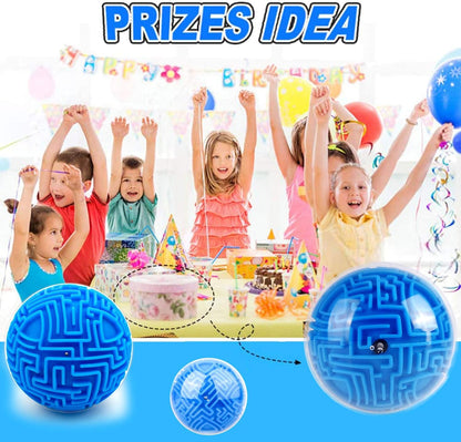 2 Pack 3D Maze Puzzle Ball - Brain Teaser Game, Gravity Memory Cube - Educational Toy Gifts for Students, Teens, Adults - Orange and Blue