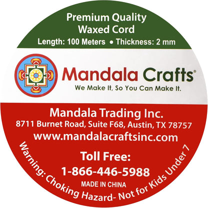 Mandala Crafts 2mm 109 Yards Light Blue Cotton Waxed Cord for Jewelry Making Bracelet Cord Waxed String - Beading String Thread Jewelry Cords for Necklaces String