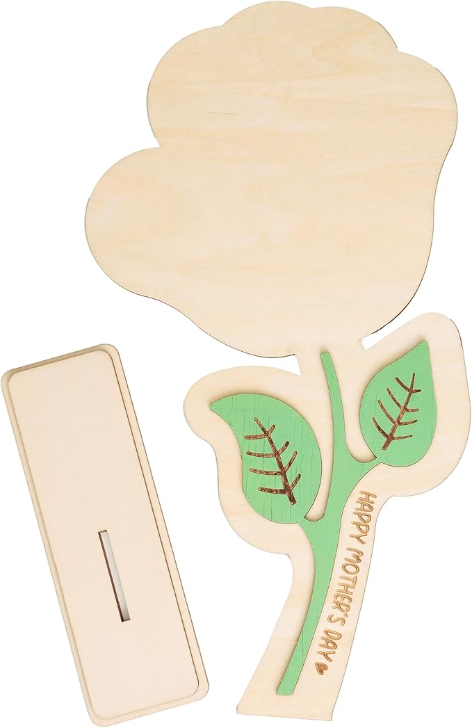 Happy Mother's Day Handprint Craft, DIY Wooden Rose Flower Bouquet, Mothers Day Gifts for Mom from Kids Daughter, for Grandma from Grandkids, Best Mom Ever Gifts, Family Keepsake Art