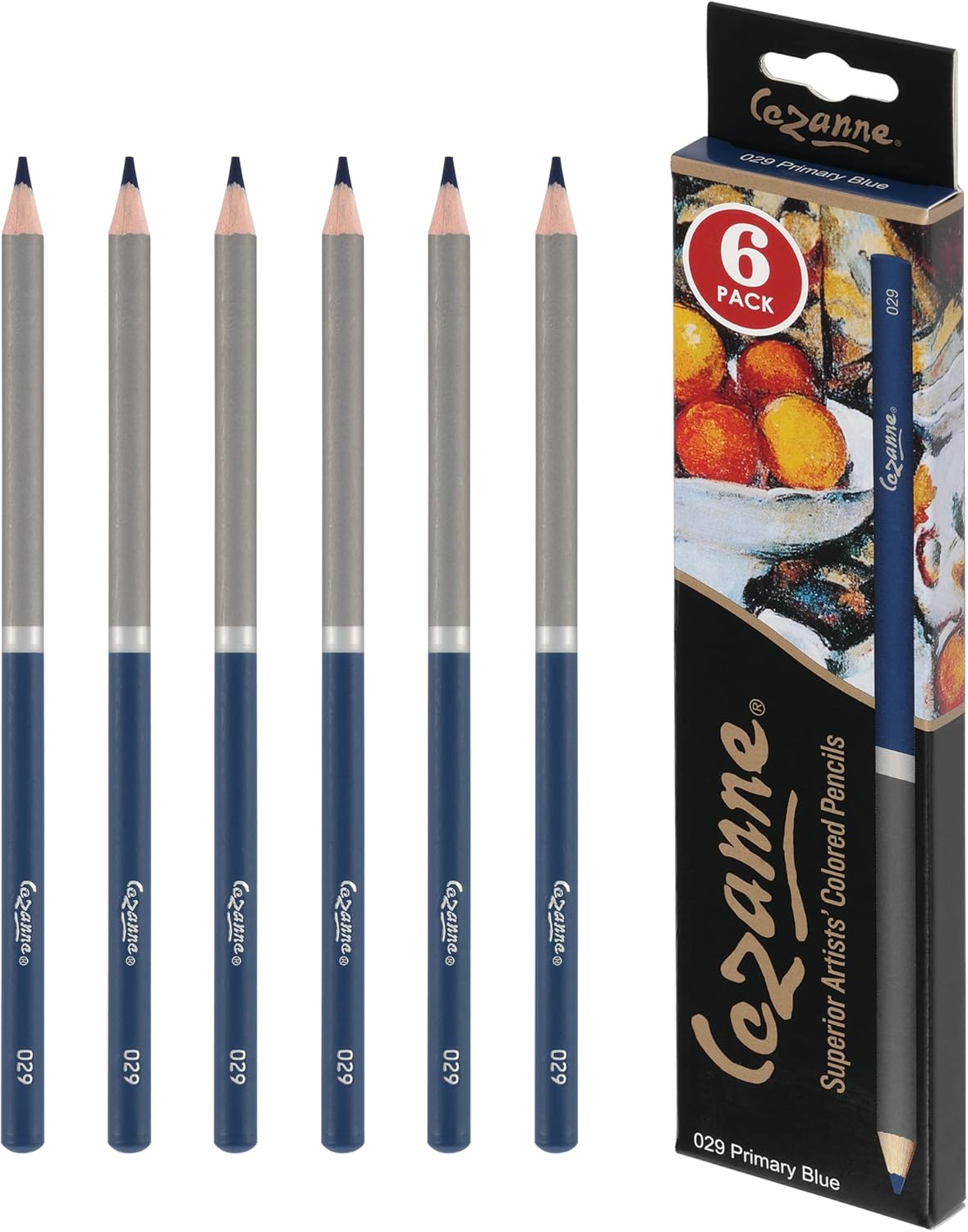 Creative Mark Cezanne Premium Colored Pencils Primary Blue 6 Pack - Highly-Pigmented Drawing Pencils - Coloring Pencils for Drawing, Blending, Coloring, and More