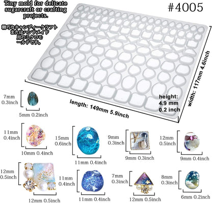 FUNSHOWCASE Cabochon Gem Silicone Mold 2 Trays for Resin Casting Jewelry Making