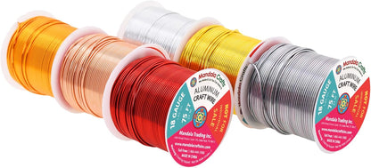 Mandala Crafts 18 Gauge Anodized Aluminum Craft Wire for Jewelry Making - 450 FT Colored Flexible Silver Copper Light Gold Gray Gold Red Wire - Bendable for Bonsai Armature Crafting Sculpting - Crafty Corner