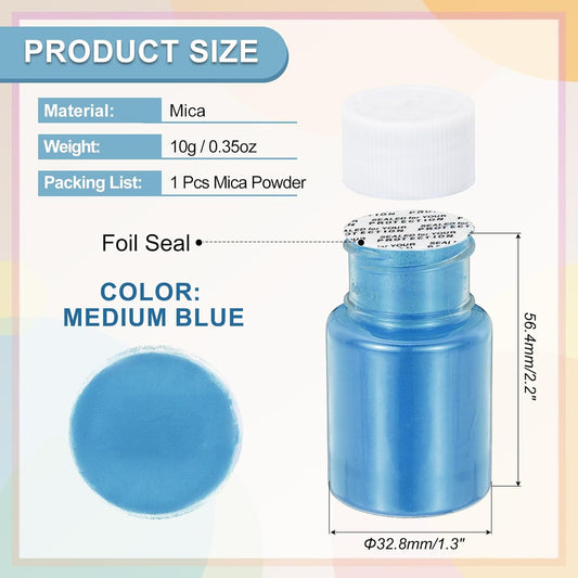 uxcell 10g/0.35oz Cosmetic Grade Mica Powder, 600 Mesh Mica Powder Natural Resin Epoxy Pigment Powders for Casting Resin, Candle Dye, DIY Nail Polish and Lip Gloss, Medium Blue