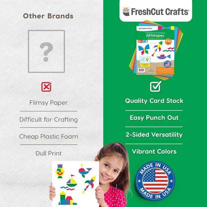 ARTshapes 840 pc Creative Paper Shapes Pack with 70+ Idea Guide - US Made Card Stock - Punch Out Funky DIY Craft Supplies for Whimsical Art Designs, Paper Crafts, and Pattern Play 5 Jewel Colors - Crafty Corner