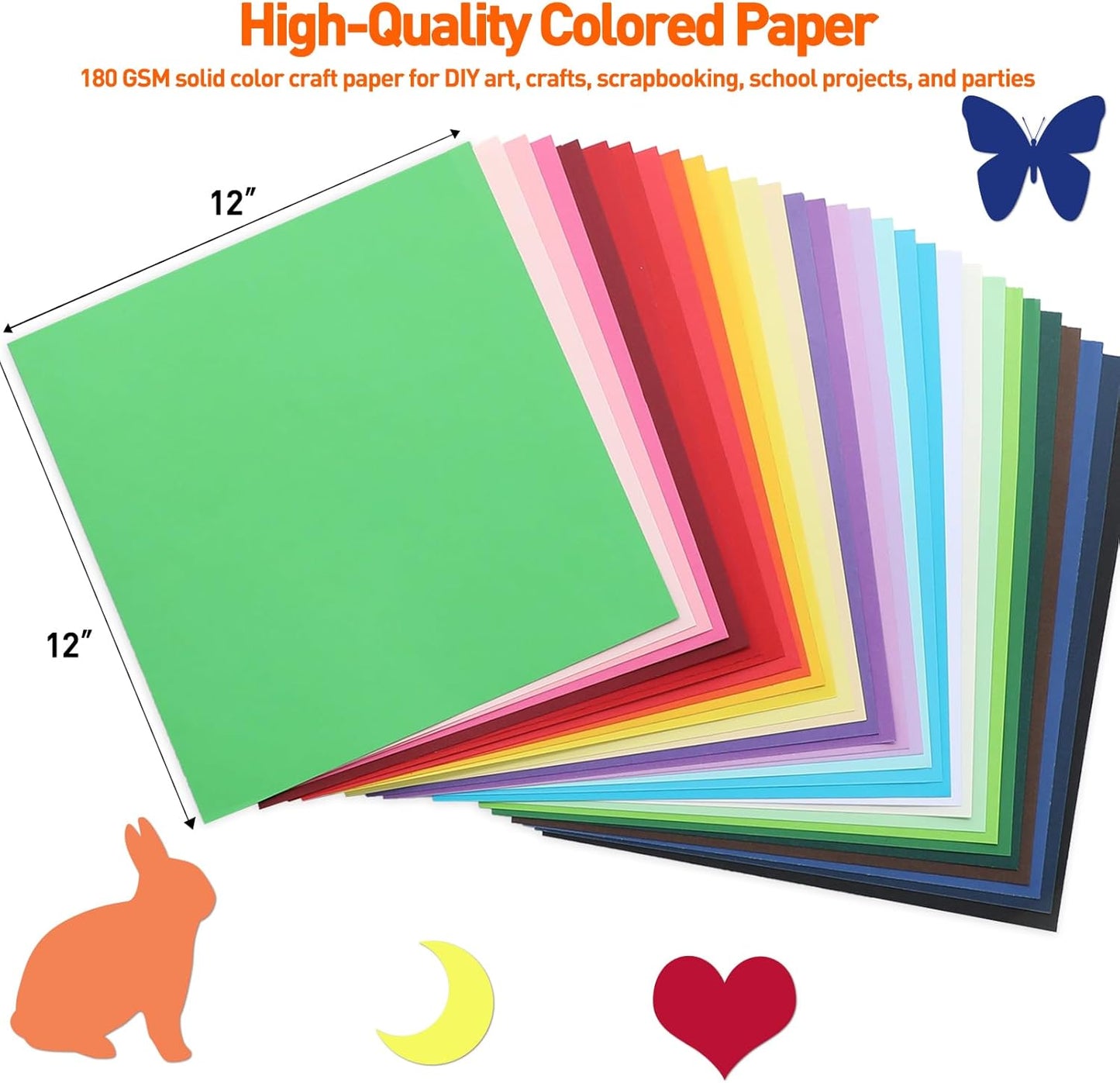 MAXECHO 12" X 12" Colored Cardstock Bulk 150 Sheets 30 Assorted Colors Construction Paper Card Stock Printer Paper for DIY Crafts, Kids School Supplies, Cricut, 180 GSM - Crafty Corner