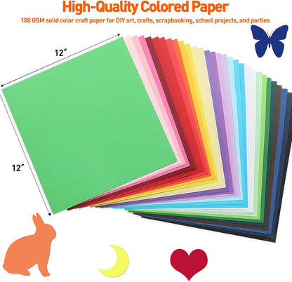 MAXECHO 12" X 12" Colored Cardstock Bulk 150 Sheets 30 Assorted Colors Construction Paper Card Stock Printer Paper for DIY Crafts, Kids School Supplies, Cricut, 180 GSM - Crafty Corner