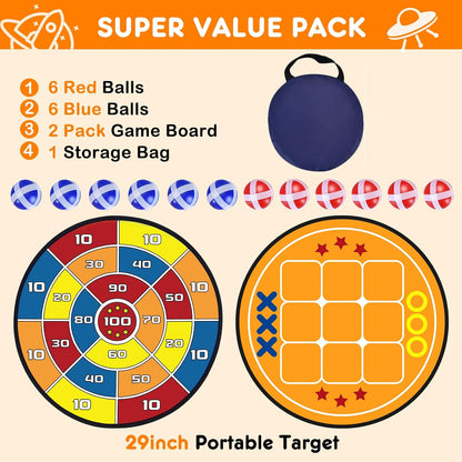 3-in-1 Dart Board for Kids and Adults,Sticky Tic Tac Toe Dart Game for Indoor Wall,Outdoor Games for Adults and Family,Kids Games Boys Toys Birthday Gifts for 4 5 6 7 8 9 10 11 12 Year Old Boys Girls