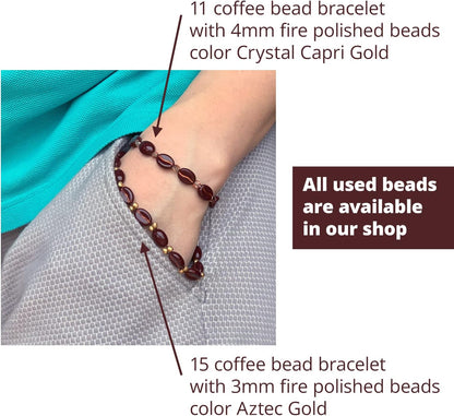 40+ Glass Coffee Bean Beads (0.9oz=25g) Czech Republic, 0.43 inch (11mm) Mix for Jewelry Making Decorations