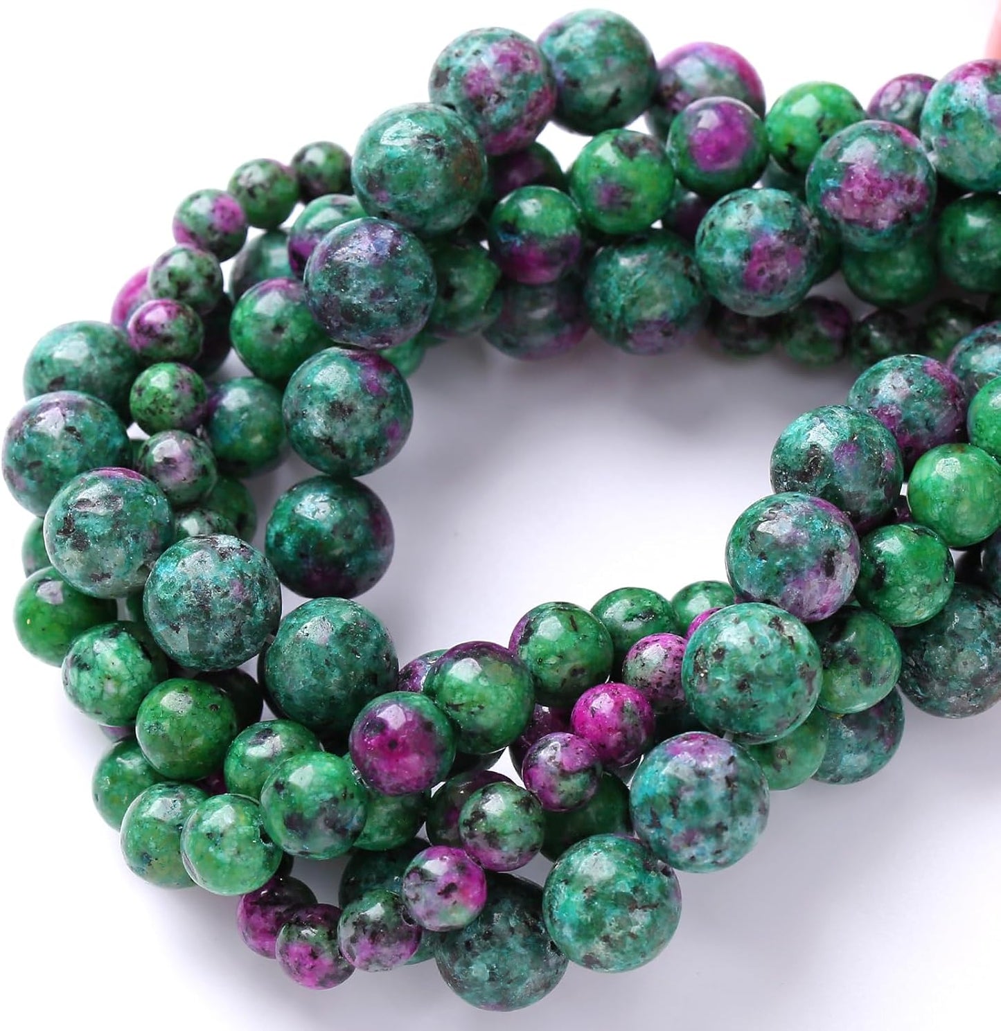 36pcs 10mm Natural Epidote Zoisite Stone Beads for Jewelry Making DIY Bracelet Necklace Accessories 15" Energy Healing Power Stone Beads