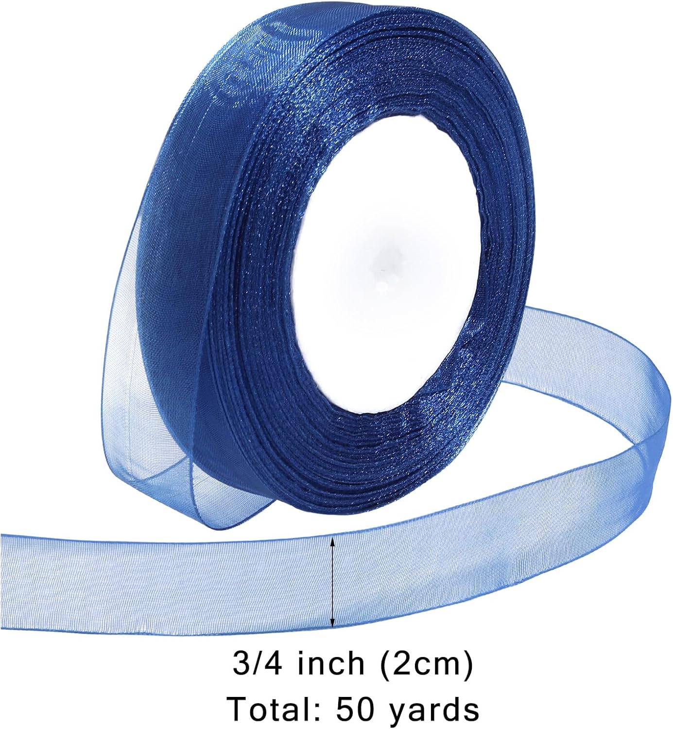 Ribbon for Gift Wrapping 3/4 inch Blue Sheer Organza Ribbon for Flower Bouquet Tulle Thin Chiffon Ribbons for Wedding Invitations Christmas Halloween Presents Decorations Crafts 50 Yards - Crafty Corner