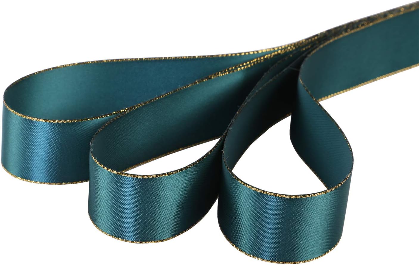 ITIsparkle 1" Inch Double Faced Satin Ribbon 25 Yards with Gold Edges, 1" X 25Yd - Teal - Crafty Corner