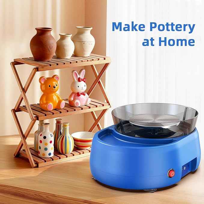 Pottery Wheel for Kids and Beginner - Upgraded Pottery Wheel with 6" Turntable with Two-Way Rotation, 2.2lb Clay, Art Supplies Sculpting Tools, Christmas Craft Gifts for Teens Kids Adults (Blue)