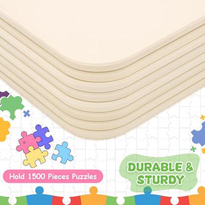 8 Pcs 15'' x 10.5' Extra Large Puzzle Sorting Trays Stackable Puzzle Trays for Sorting Piece Sorter Jigsaw Storage Accessory for 2000/3000/5000/6000 Pieces(Beige)