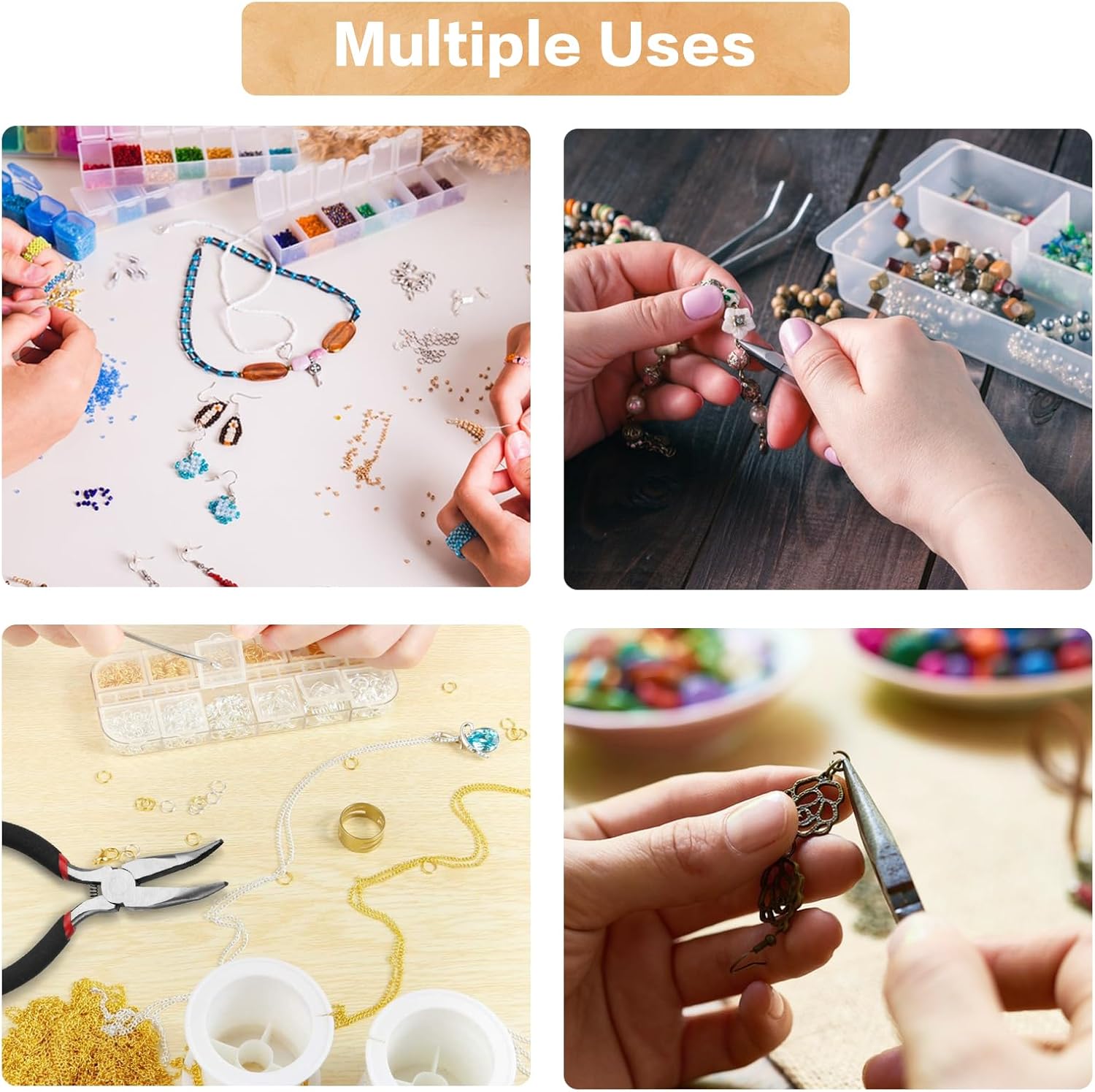 1440 Pcs Jump Rings for Jewelry Making Kits, Silver Gold Jewelry Jump RingsJewelry Repair Kit for Necklaces Lobster Clasps DIY Crafts Keychains Repair Supplies Tools, with Pliers/Tweezers/Ring - Crafty Corner