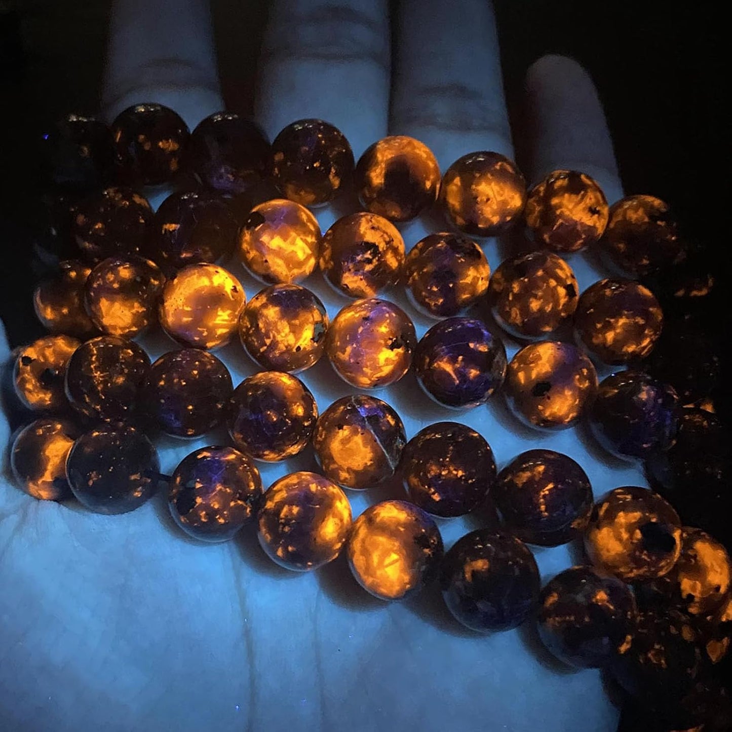 12MM 32pcs Natural Flame Yooperlite Stone Energy Beads Round Loose Beads for Jewelry Making DIY Bracelet Necklace 1 Strands 15"