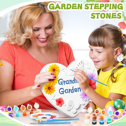 Juexica DIY 9.5 Inch Grandma's Garden Stepping Stone, Woman Gifts for Mom, Paint You Own Garden Stepping Stones, Woman Gifts for Christmas, Stepping Stones for Kids(Garden,10.4 Inch)