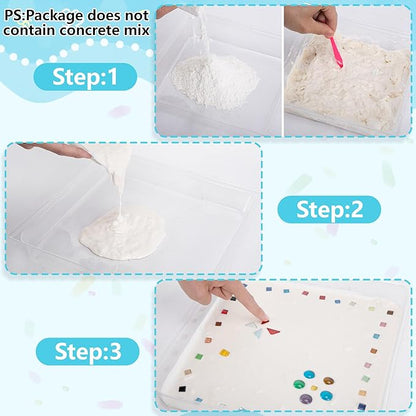 Mizelu 14 Pcs Square Stepping Stone Mold Kit, Includes Concrete Mold Mosaic Tiles and Carving Tools, 3 Size Garden DIY Stone Molds for Outdoor Walkways Pavement Decoration (No Concrete Mix)