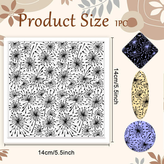 CHGCRAFT Dandelions Background Silicone Texture Stamp Polymer Clay Molds DIY Clay Texture Tools for Clay Pottery Earring Jewelry Making Stamp Engraving Machines, Dandelion, 5.5x5.5inch