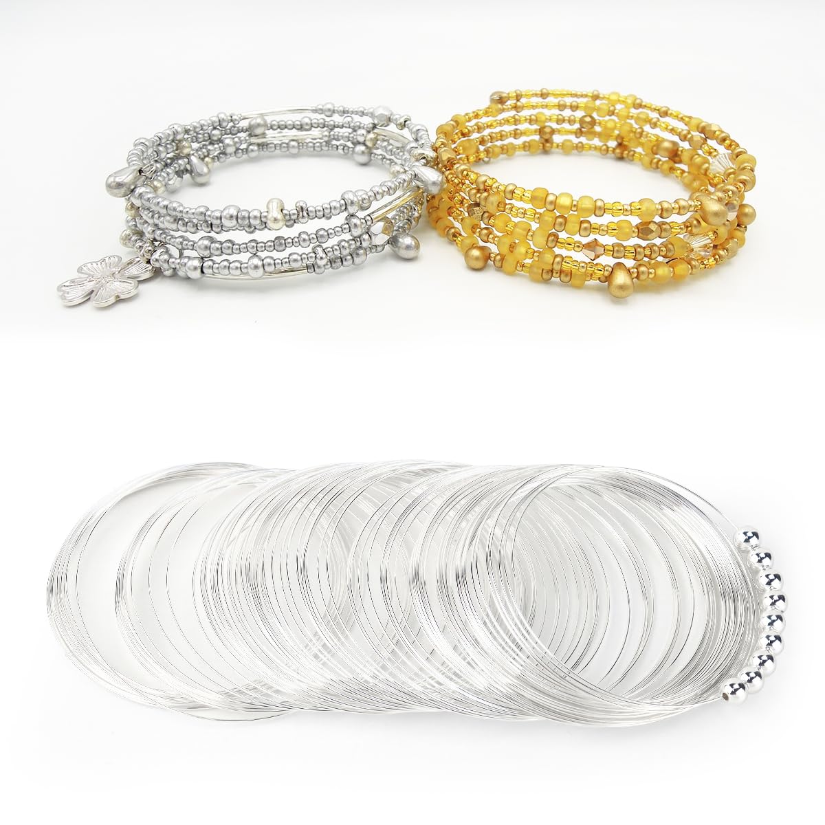 200 Loops Memory Steel Wire for Jewelry Making Supplies, 0.6mm Bangle Bracelet Wire Memory Beading Wire for Art Creation Necklace DIY Crafts Making (Silver) - Crafty Corner