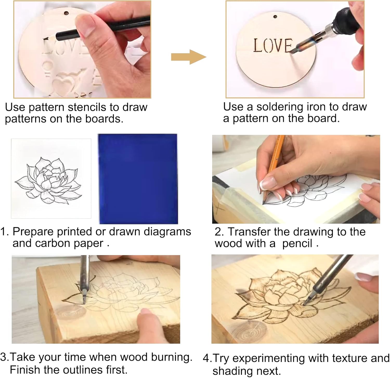 BEZALEL 112Pcs Wood Burning Tips - Pyrography Wood Burning Kit Includes Wood Burning Tips Only Wood Burning Letters Wood Burning Stencils and Patterns for Embossing Carving DIY Adults Crafts Beginners - Crafty Corner
