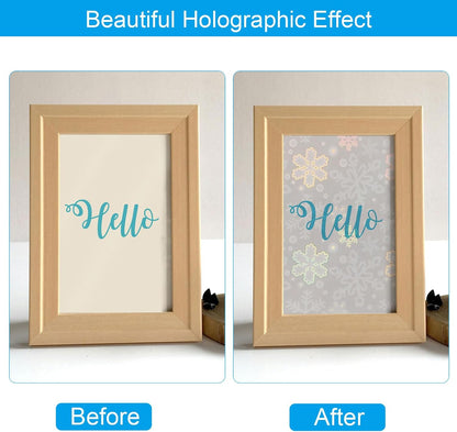 PATIKIL 8.3x5.8 Holographic Sticker Paper, 20Sheets A5 Polypropylene Self-Adhesive Transparent Waterproof Laminate Overlay Film for Photo Cards Scrapbook Decorations, Snowflake