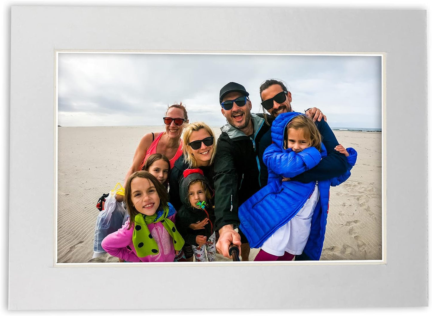 Pack of Ten Acid Free 8x10 Mats Bevel Cut for 5x8 Photos - Metallic Silver Precut Matboards With Backing Boards and Self Seal Photo Mat Bags For Pictures, Photos, Framing - 4-ply Thickness